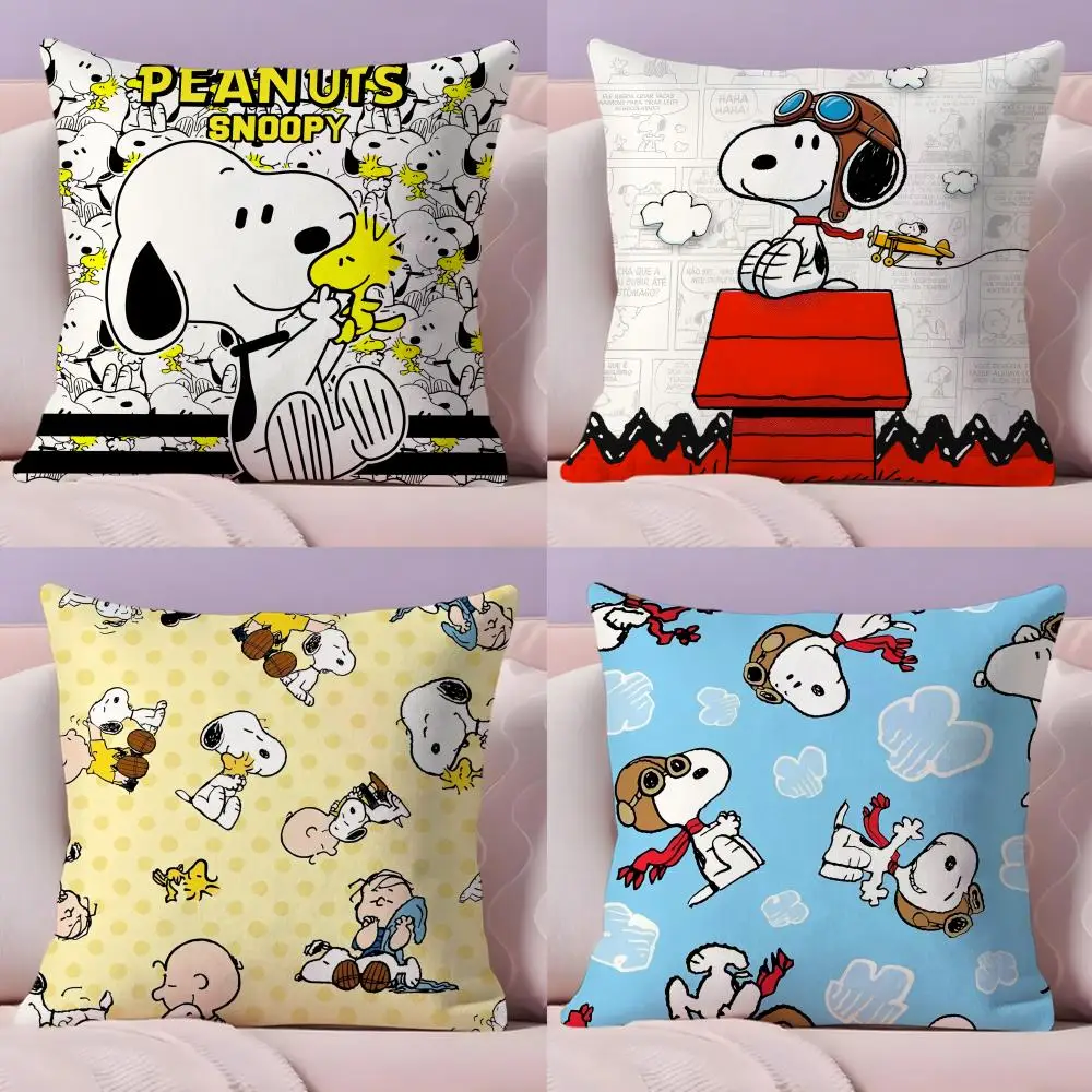 كيس وسادة سنوبي لطيف قصير من القطيفة بطباعة مزدوجة الجوانب يمكن غسلها في الغسالة في غطاء وسادة شتوي دافئ #1