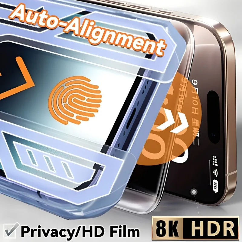 

Privacy Screen Protector for IPhone 17 Pro/17 Air Promax Auto-Alignment OneTouch Tempered Glass Anti-peep 9H Protective Films