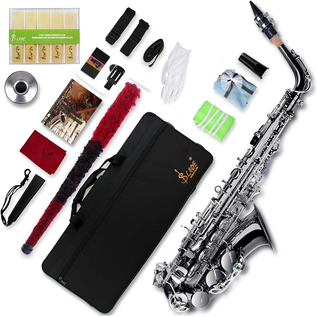 

SLADE Alto Saxophone Eb Professional Woodwind Instrument High Quality Brass Premium Black Nickel Plated Eb E Flat Alto Sax