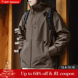 Maden Gorpcore Waterproof Hiking Jacket Outdoor Windproof Hooded Solid Jacket Suitable for Men's Autumn Mountaineering Windbreak