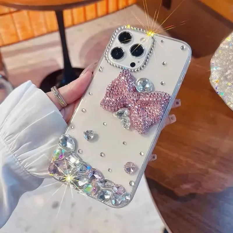 Phone Case Cover for Samsung S24 S10 S20 S21 S22 S23 PLUS Note20 Ultral Luxury Bling Rhinestone Diamond Bow-knot Cover