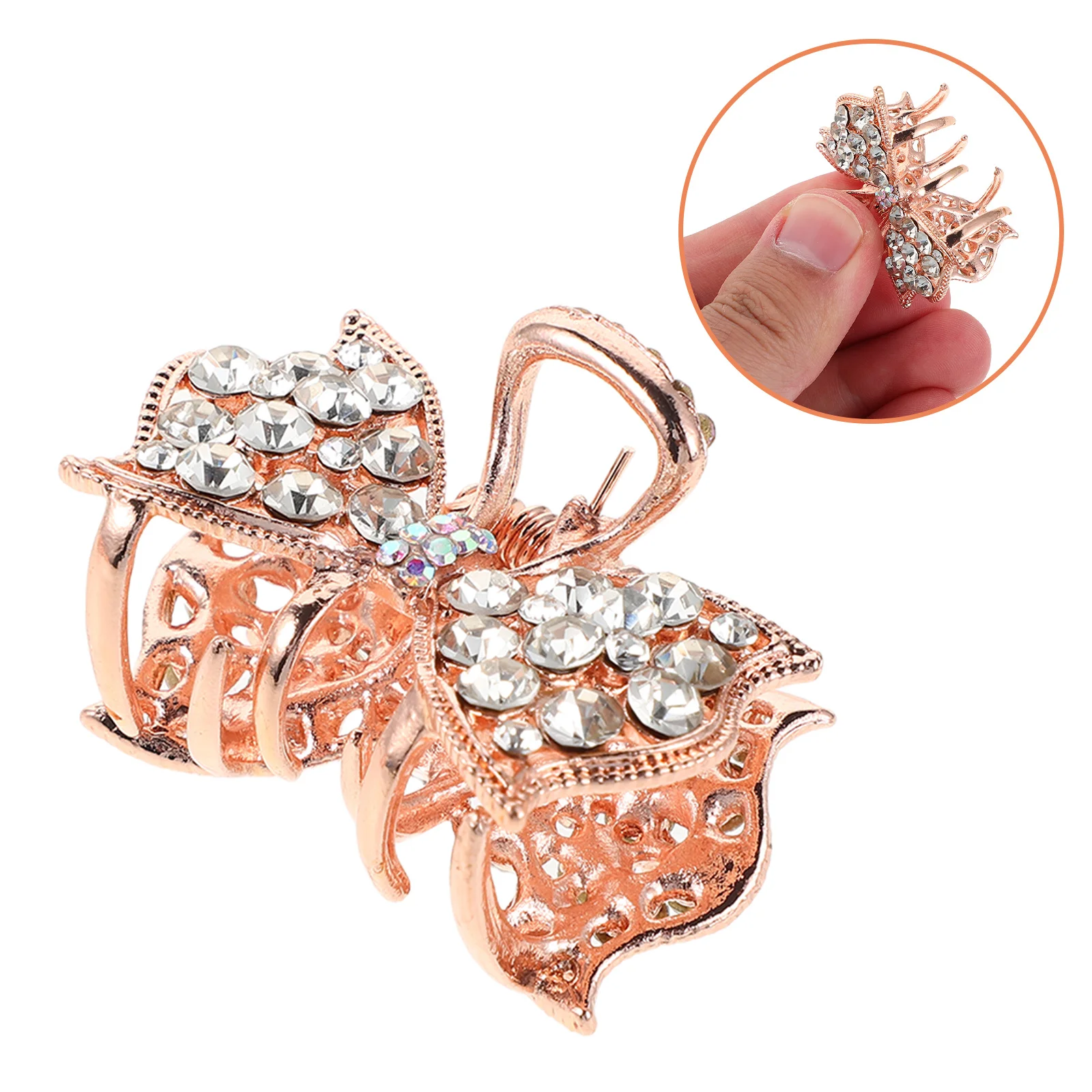 

4Pcs Crystal Rhinestone Bowknot Hair Clips Women Stylish Ponytail Barrettes Elegant Accessories Bow Clips for Women