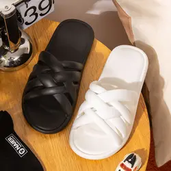 Chinelos de banheiro antiderrapantes para mulheres, EVA Shower Slides, Sapatos de piscina de verão em relevo, Adequado para uso interno ou externo