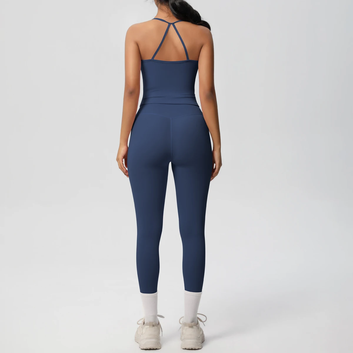 Halter Yoga Top Set Fitness Gym Anzug Training Ärmellose Sport Gym Tops Crossover Zurück Sport Unterwäsche Bauch-steuer Abnehmen – Detail 15