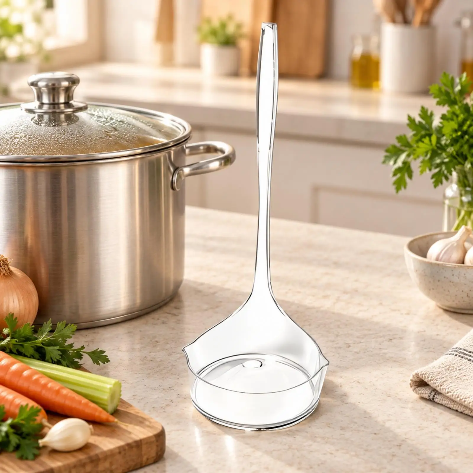 Soup Ladle Fat Skimmer Spoon Plastic Cooking Utensil for Gravy Broth Oil Removing Kitchen Aid
