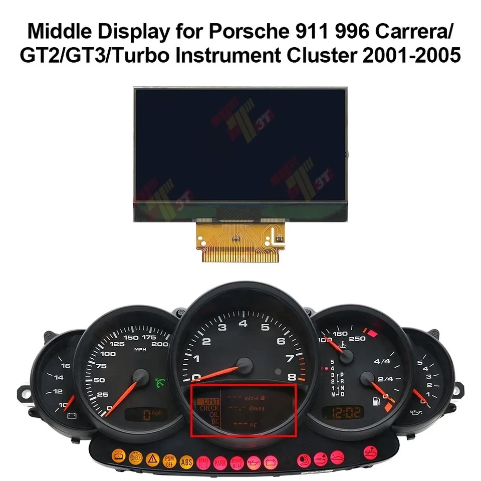 Middle Display for Porsche 911 996 Carrera GT2 GT3 Turbo Boxster 986 Instrument