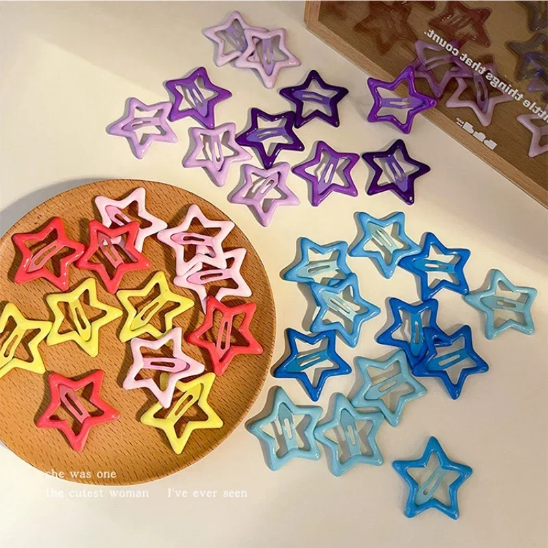 1PC Colorful Y2K Star BB Hair Clips Women Grils Cute Metal Star Hairpins Side Barrettes Hair Grip Hair Accessories Headwear 머리핀