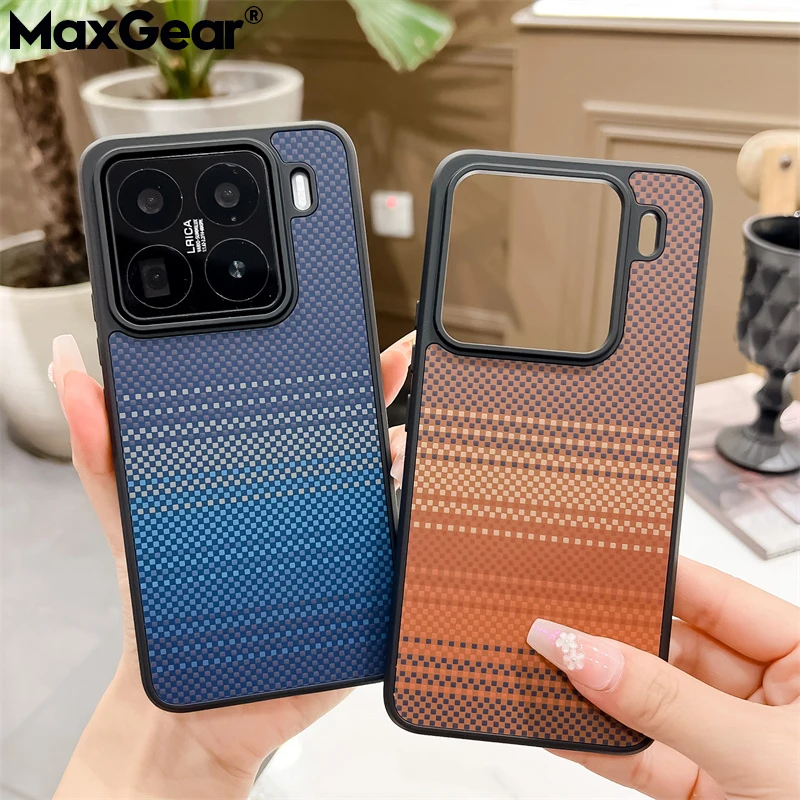 2025 clássicos negócios de fibra carbono carregamento sem fio magnético para magsafe caso para xiaomi mi 15 14 pro ultra capa à prova choque