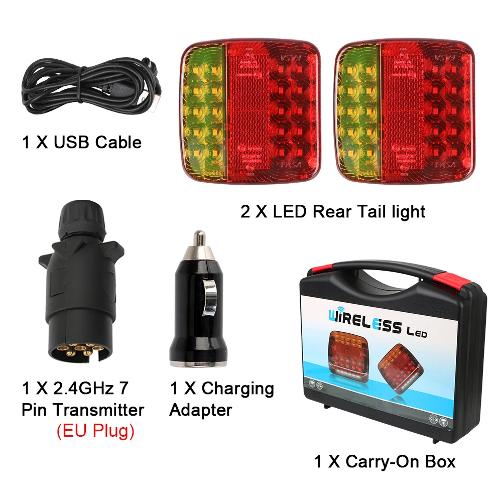 

Wireless Rechargeable LED Taillights for Truck, Reflective Lens Brake Turn Signal Lamp - Fit Trailer Caravan Camper Lorry