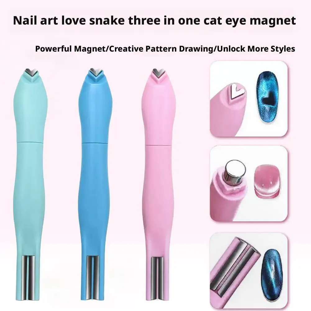 3in1 Cat Eye Magnetic Rod 3D Love Heart Nail Stick Magnet Moon Snake Pattern French Nail Attraction Magnetic Stick For Manicure