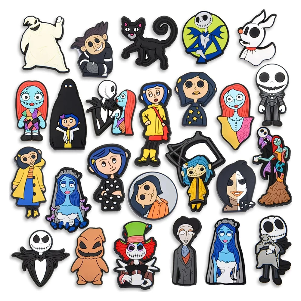 25Pcs Cartoon Series Cute Shoe Charms for Clogs Sandals Decoration Shoes Accessories Buckle for Boy Girl Friends Gift
