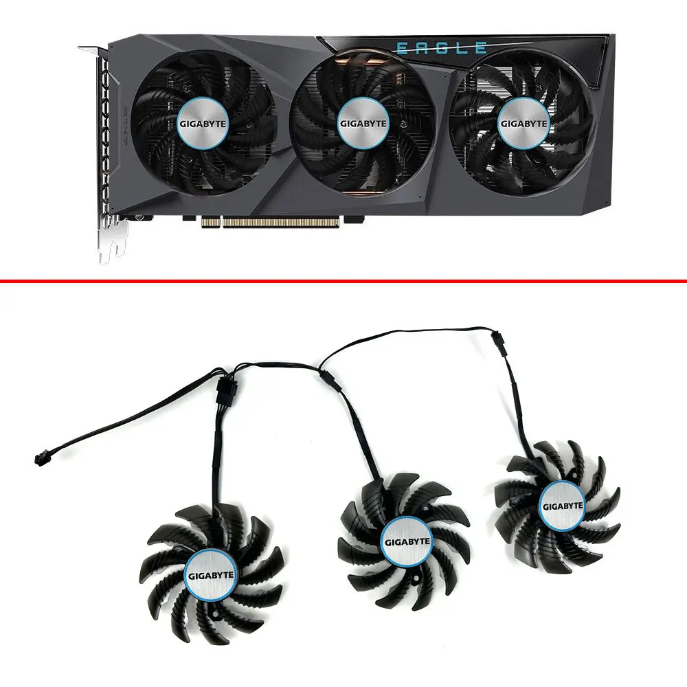 مبرد GPU لجيجابايت ، راديون RX 6600 XT RX 6700 XT Gaming OC ، مراوح بطاقات الرسومات ، T128010SU PLD08010S12HH ، 75 مللي متر ، 3 قطعة للمجموعة الواحدة