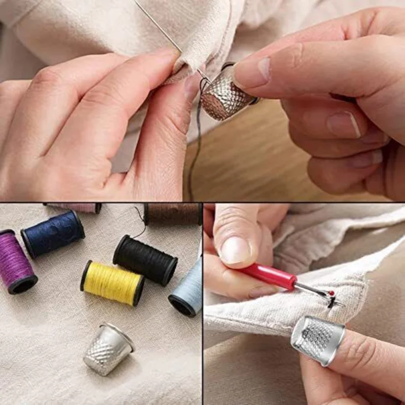 Household Metal Sewing Thimble Finger Protector Adjustable Finger Shield Ring Fingertip Thimble Sewing Quilting DIY Sewing Tools