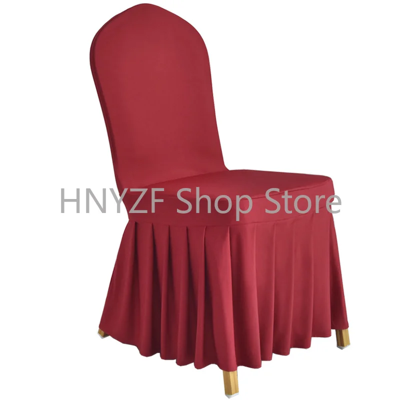 Pleated Skirt Dining Chair Cover Vip Elastic Hotel Hotel Wedding Banquet Household Universal Stool Chair Cover Cushion