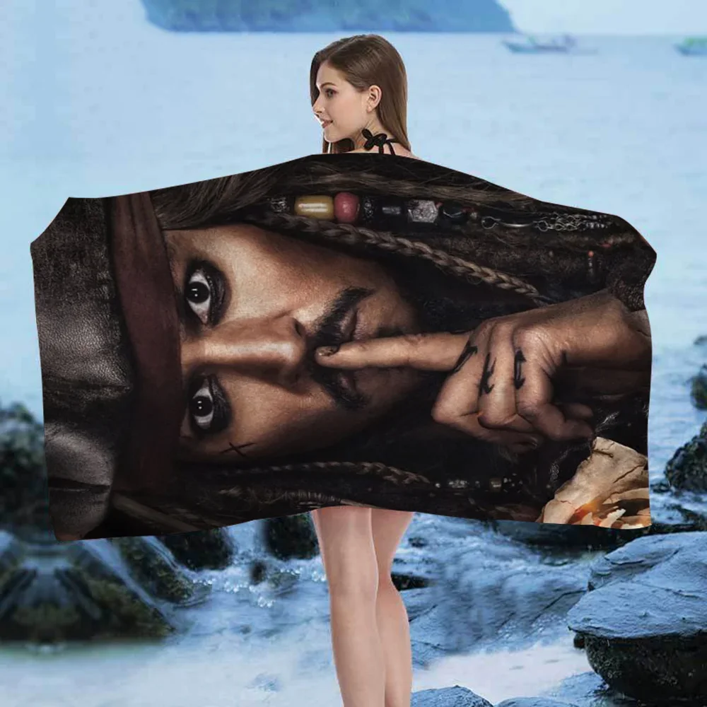 Jack Sparrow Actor Johnny Depp Microfiber Printed Beach Towel Mountain Climbing Yoga Beach Swimming Running Absorbent Soft Towel