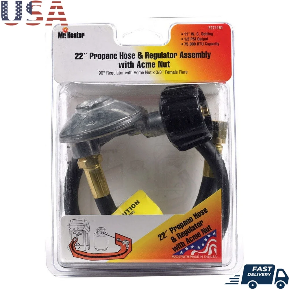 

Brass Plastic LP Appliance End Flare Hose Assembly 22in Length High Pressure Connection Camping Grilling RV Outdoor Use