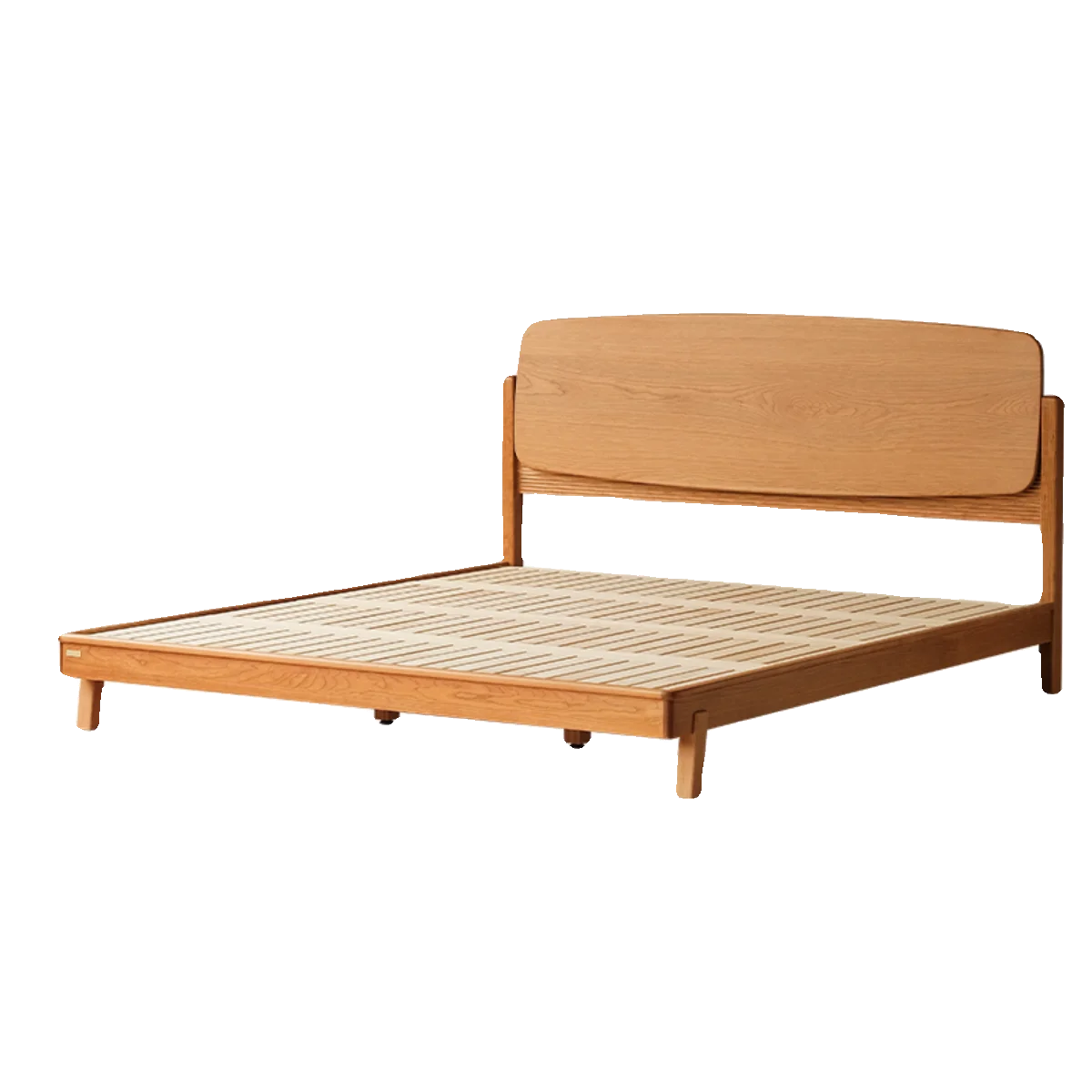

All solid wood bed, Japanese style cherry wood simple furniture, log wood master bedroom double bed