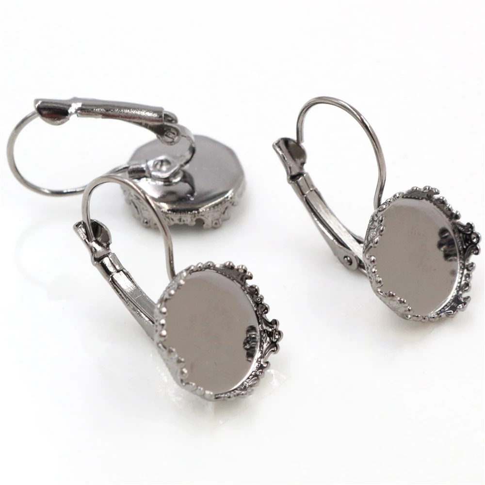 12mm 10 sztuk 7 kolory Plated korona styl kolczyki ćwieki, kolczyki puste/Base,Fit 12mm szklane Cabochons, przyciski — zdjęcie 7