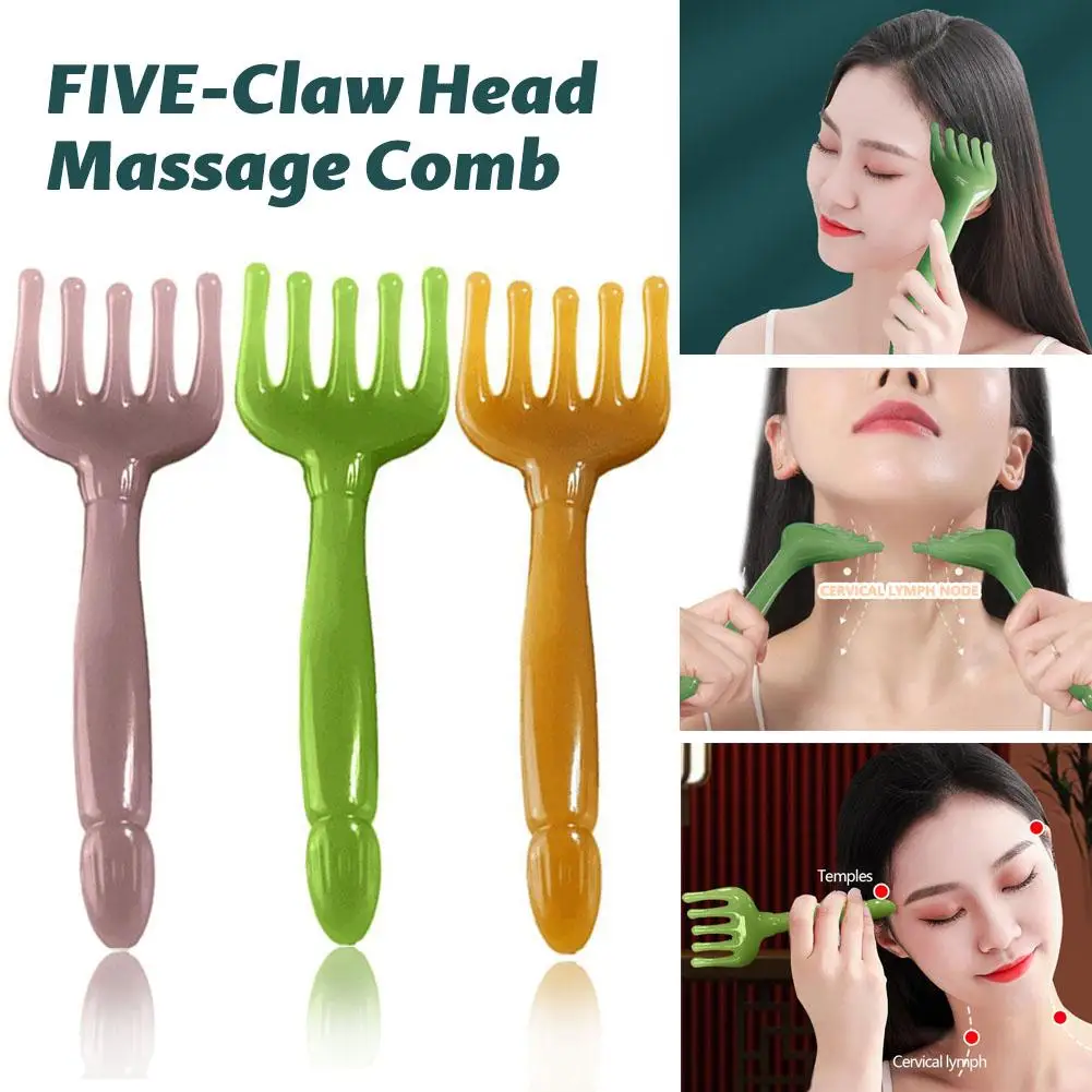 

Natural Golden Sandalwood Five-Claw Scalp Massager Sha Back Handheld Spa Scratcher Meridian Gua Massage Hair Care Comb Tool I6X8