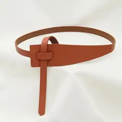 Female Faux Leather Belt Fashionable Korean Style Women's Faux Leather Belt Irregular Shape Adjustable Knot Long for Suit