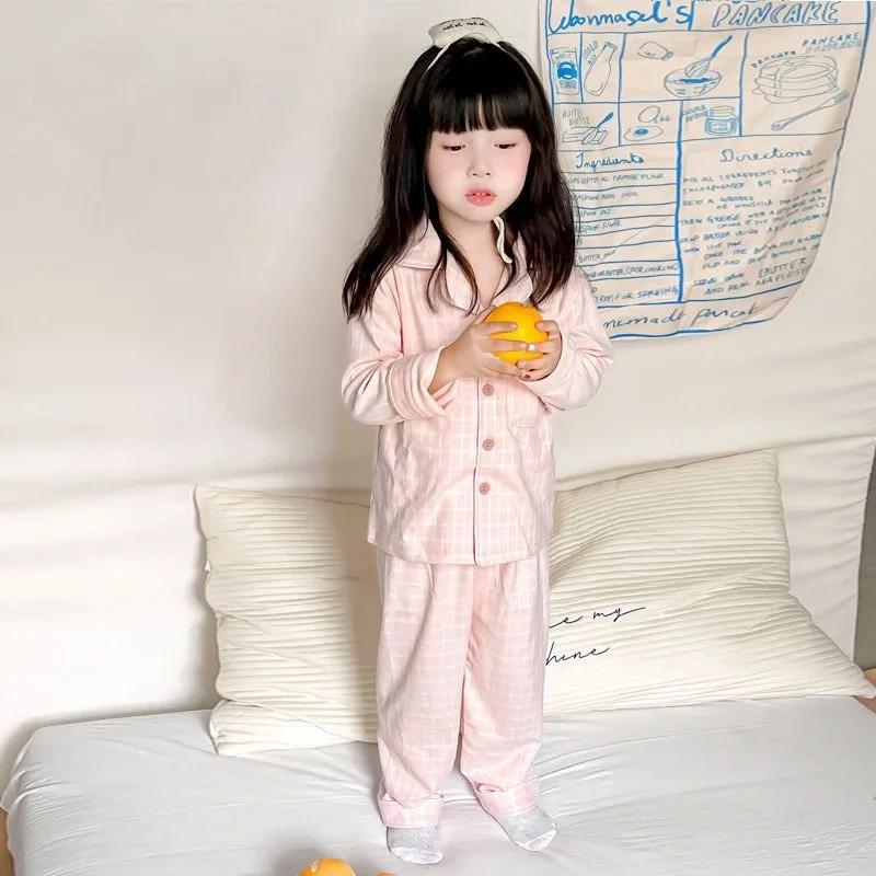 الشتاء الفانيلا الياقة منقوشة ملابس خاصة مجموعة للبنين بنات توين بنين بنات كم طويل منامة للجنسين عادية متقلب نوم