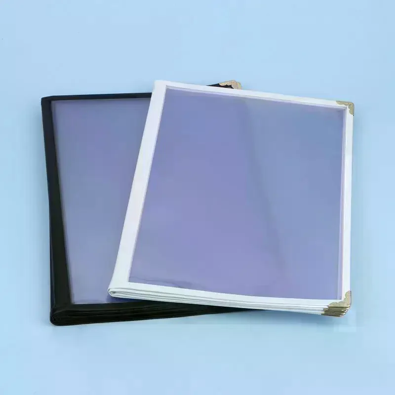 Foldable A4 Transparent Menu Cover Reusable Double Panels PVC Waterproof Holder for Pub Club Restaurant