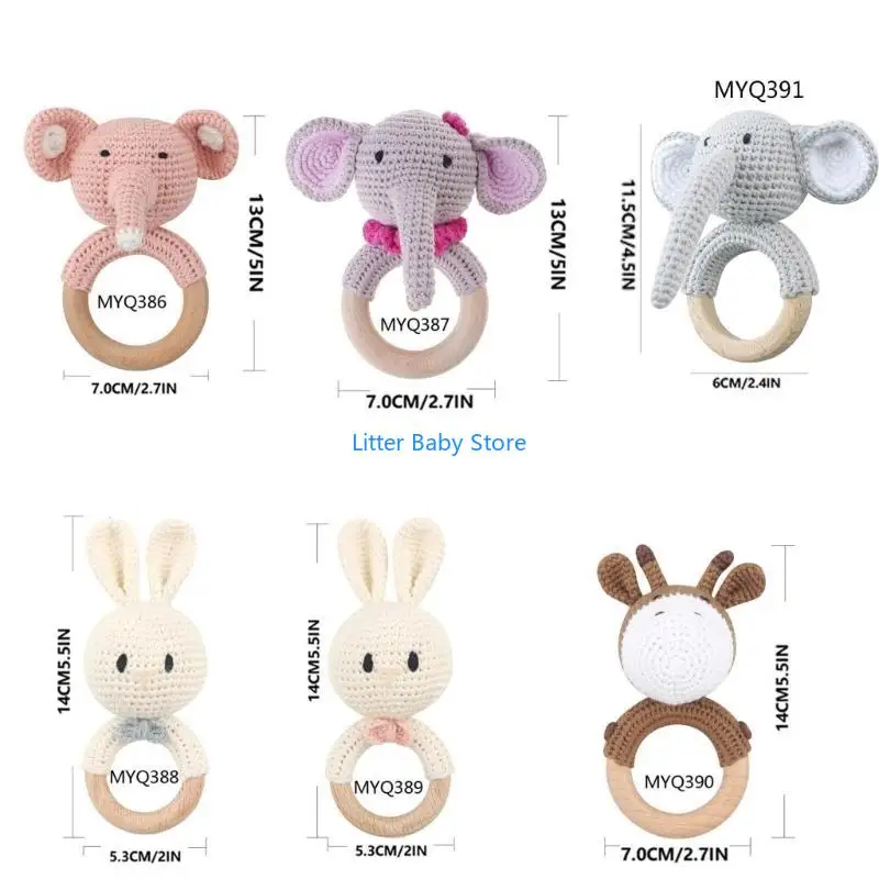 N80C طفل الخشب دمية شخشيخة الكروشيه الحيوان الزرافة الطفل عضاضة الصالة الرياضية الموسيقى حشرجة الموت الدائري- #6