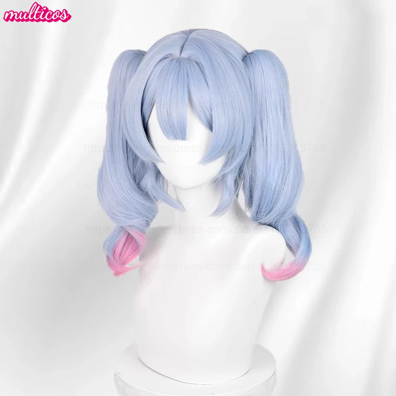 Peruka Cosplay Miku Rabbit Hole 45cm Długie Kucyki w Mieszanych Kolorach Odporna na Ciepło Syntetyczne Włosy Peruki Anime na Halloween + Czepek pod Perukę