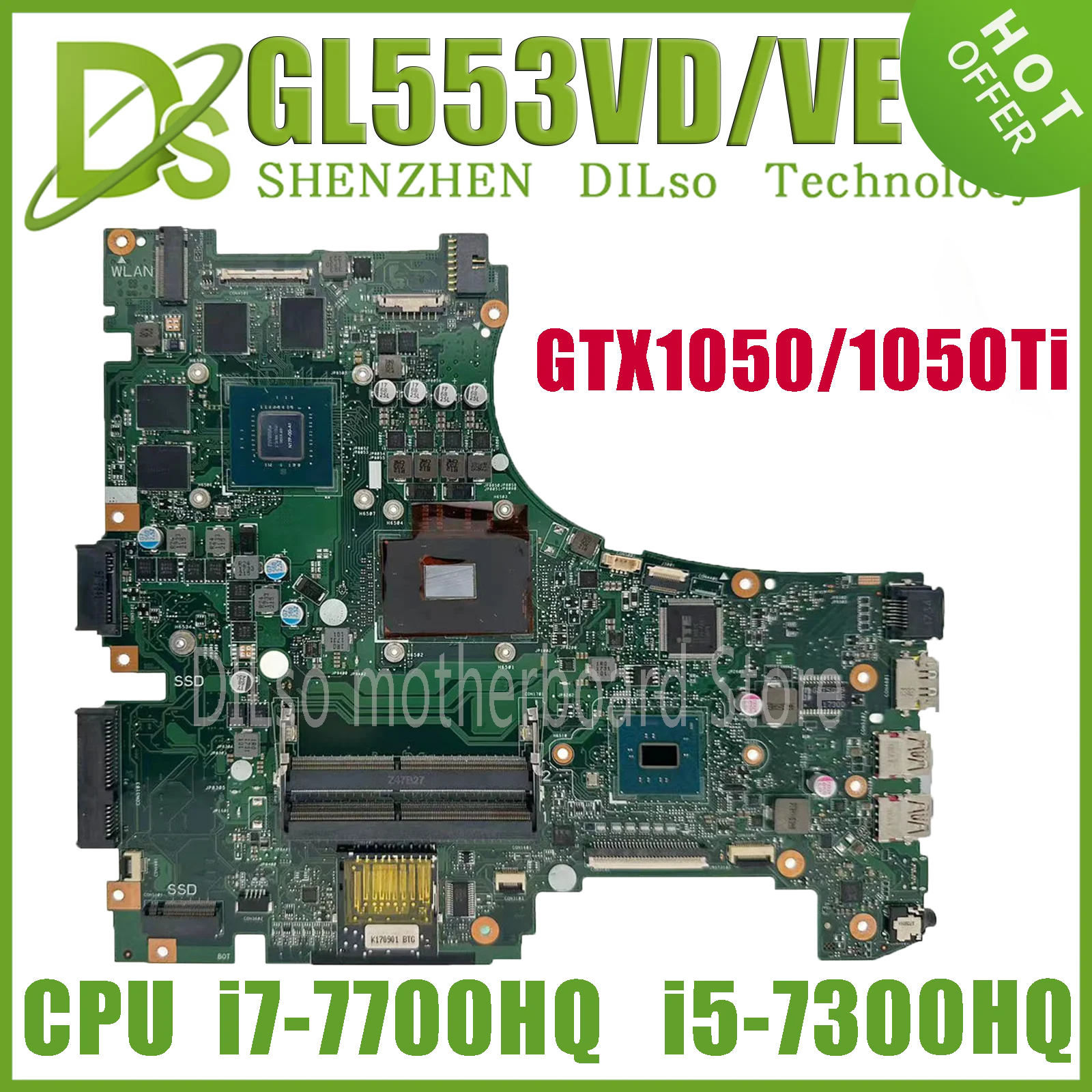 GL553VD Mainboard For ASUS GL553VE GL553V FX53V ZX53V Laptop Motherboard I7-7700HQ I5-7300HQ GTX1050 GTX1050ti RGB-KB 100% Test