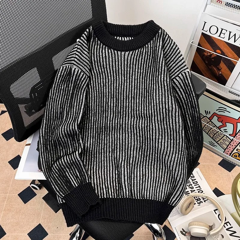 الخريف الشتاء الرجال Thiened لينة الجولة Ne تريكو فضفاضة تناسب اليابانية Sle سويتر مقلم العصرية الرجعية ملابس خارجية معطف