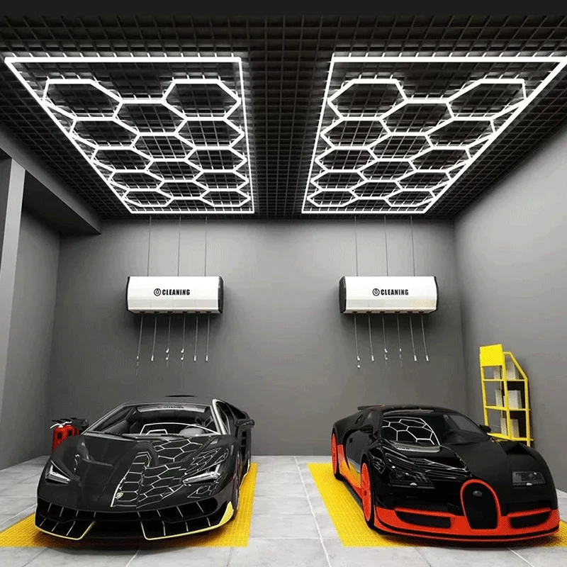 

LED Hexagonal Garage Light Honeycomb Module Splicing Lighting Suitable For Gaming Halls Shops Garage Car Wash Shop