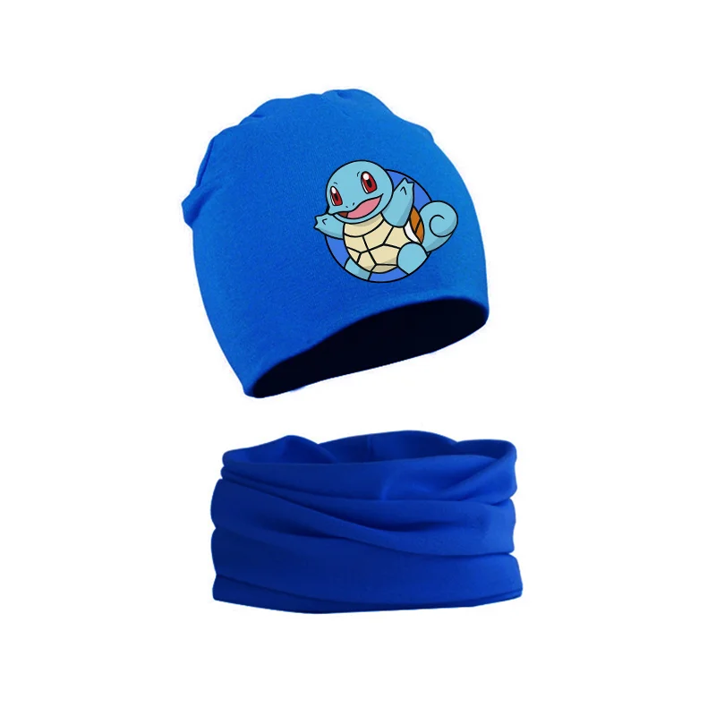 Pikachu Winter Hat Pokemon Shield SET Candy Color Soft Woolen Cap Collar Suit Baby Winter Warm Cold-proof Wool Children Present