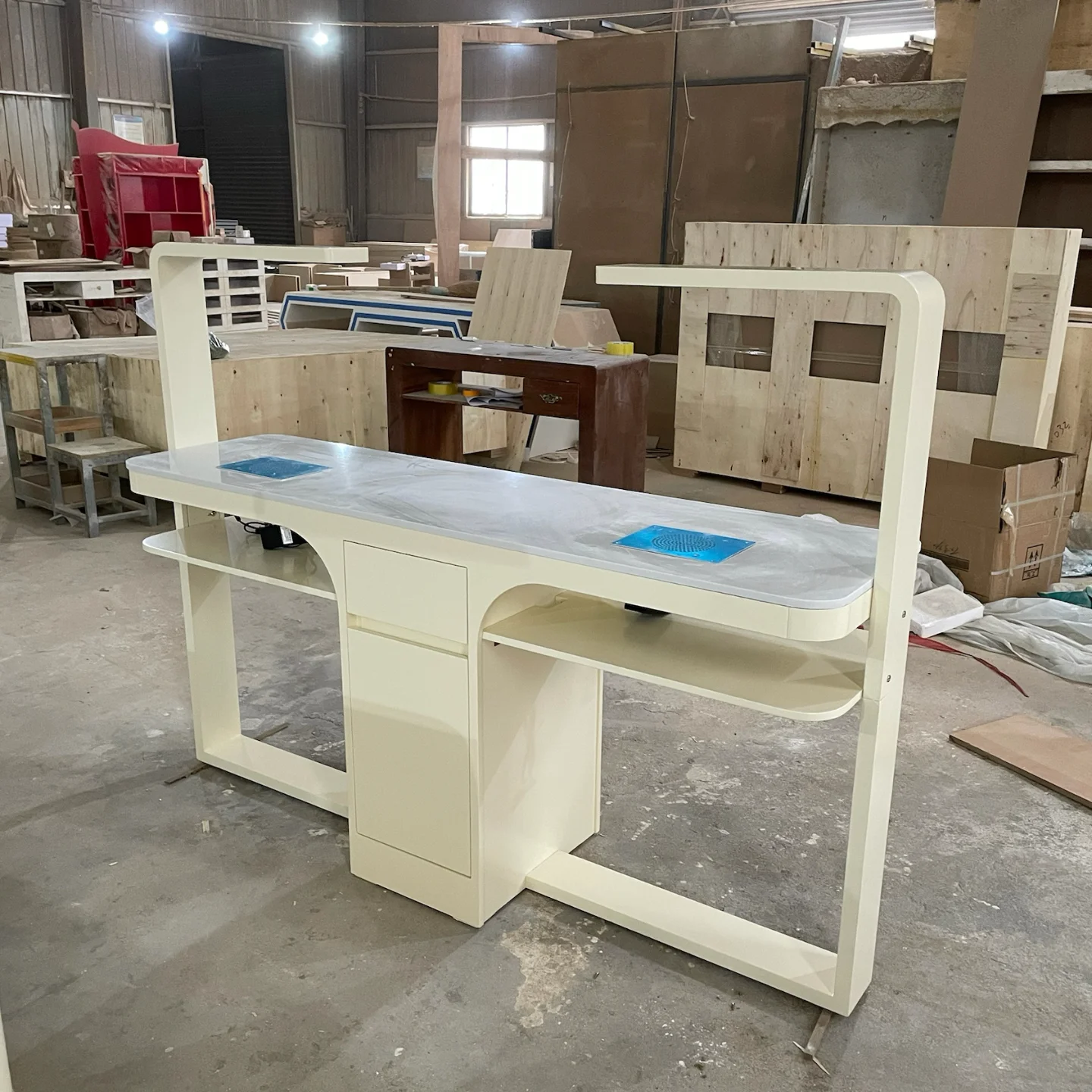 * Modern Style Luxury Nail Table Nail Bar Station Dryer Desk Dust Collector Manicure Led Light Nail Table