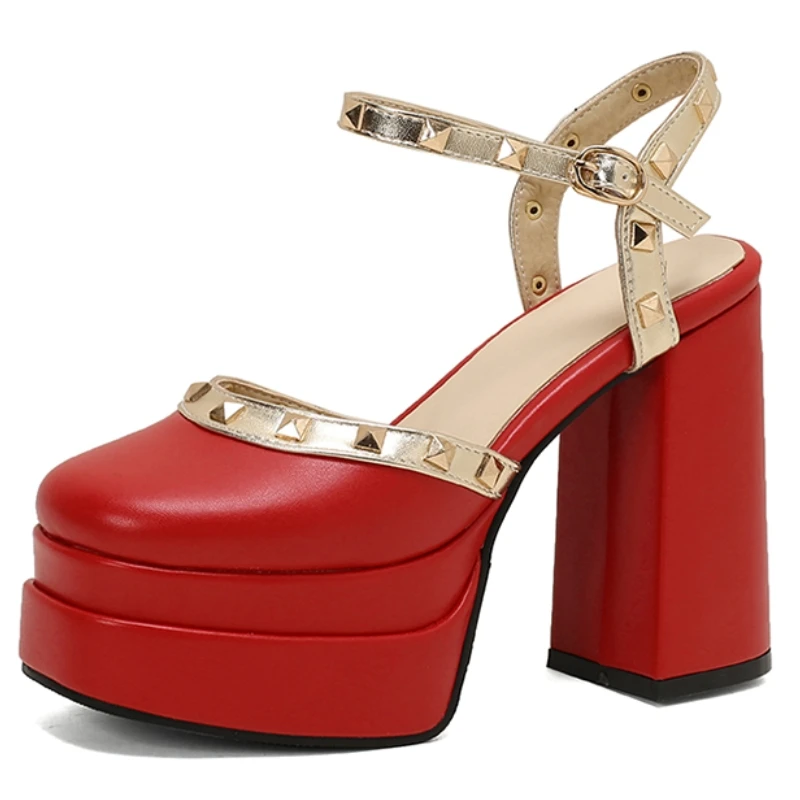 Luxury High Heels Summer Shoes For Women Sandals Platform 2026 Large Size 50 Close toe Black White Red Dance Wedding Shoes Lady
