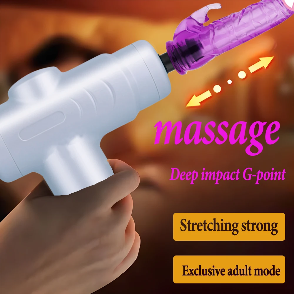 Adult Handheld Telescopic Sex Machine Sex Toys Massage Gun For Women Dildo Dick Vaginal Vibrator Strike Fascial Gun Crystal Head