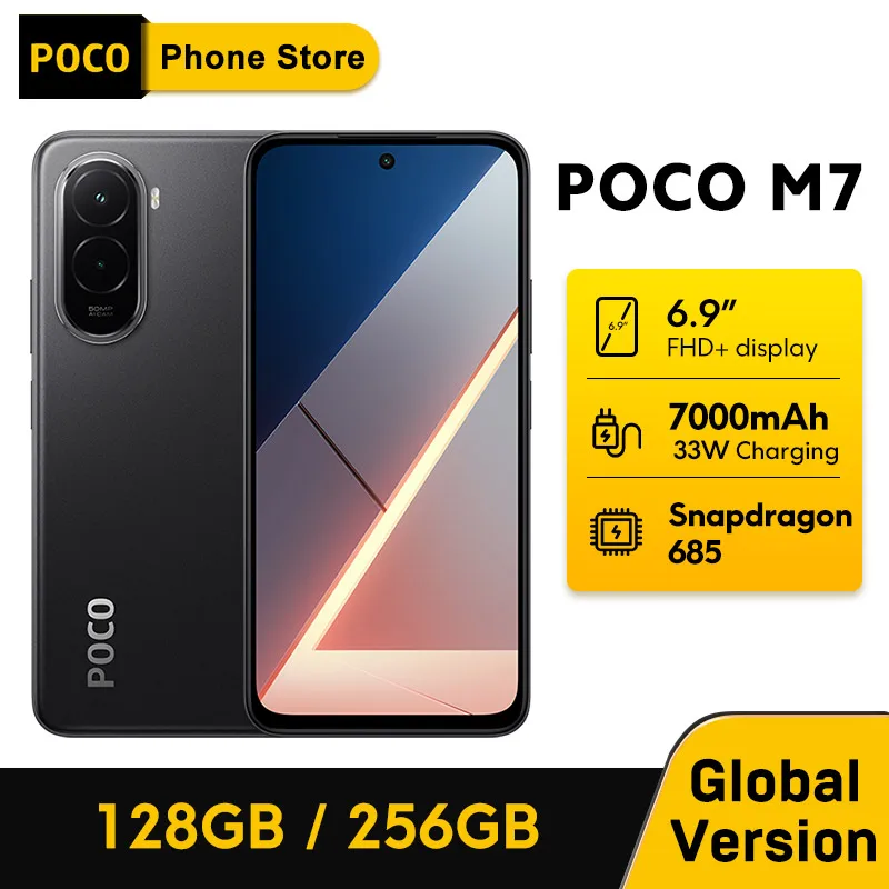 POCO M7 4G Smartphone – Snapdragon 685, 7000mAh, 6.9" FHD+ 144Hz, 6GB/128GB