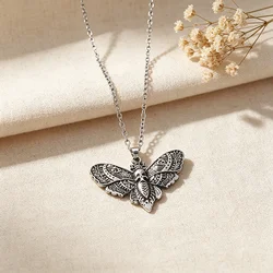 Death Moth Necklace Vintage Pendant Sugar Skull Gothic Butterfly Rock Emo Goth Hiphop Women Men Jewelry Halloween Accessories