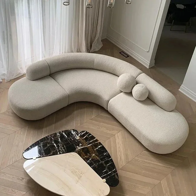 

For Curved Fabric Round Sofa Set for Living Room, Semi-Circular Minimalist Design, Italian Style Boucle Sofa
