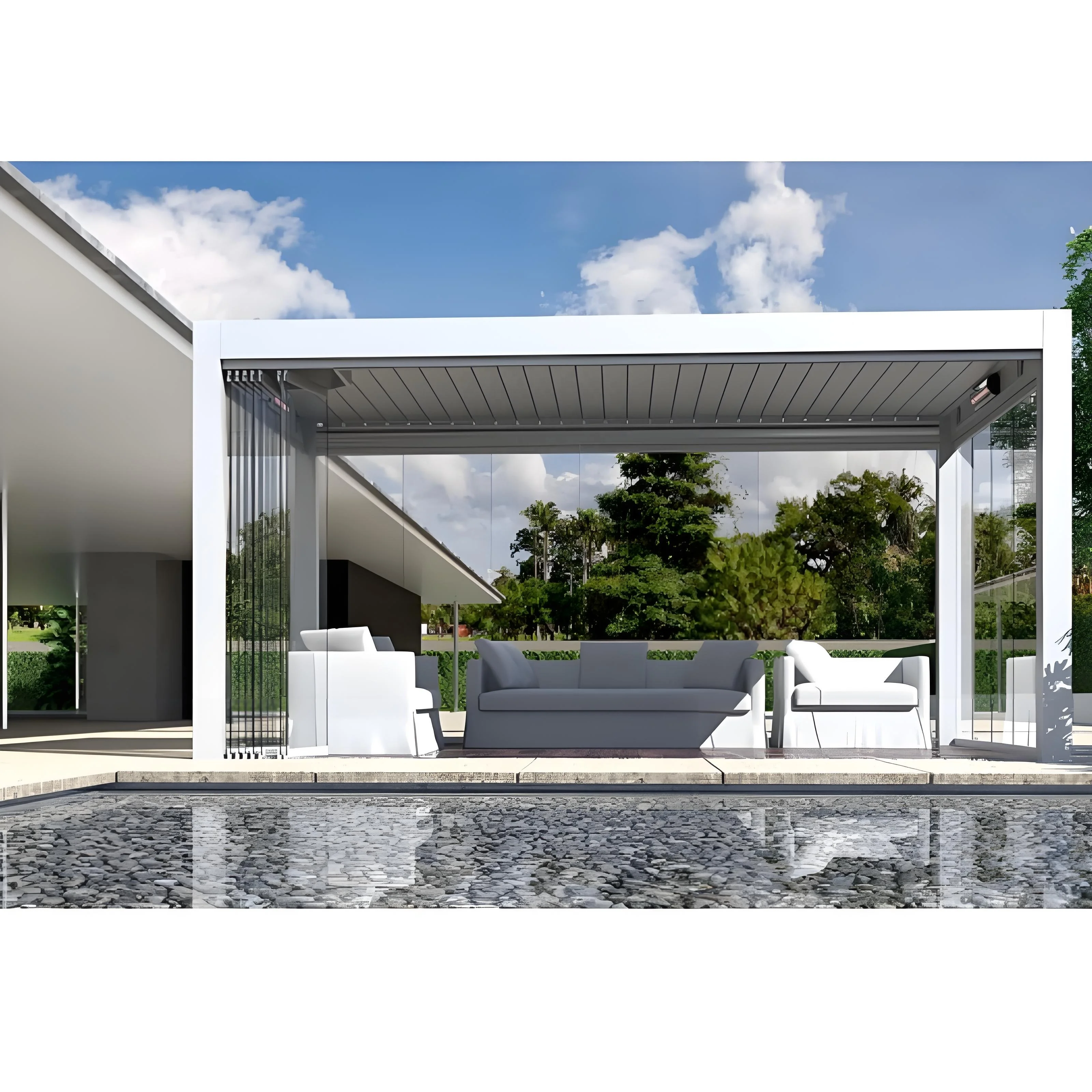 Outdoor Garden Swimming Pool Retractable Roof Pergola Canopy