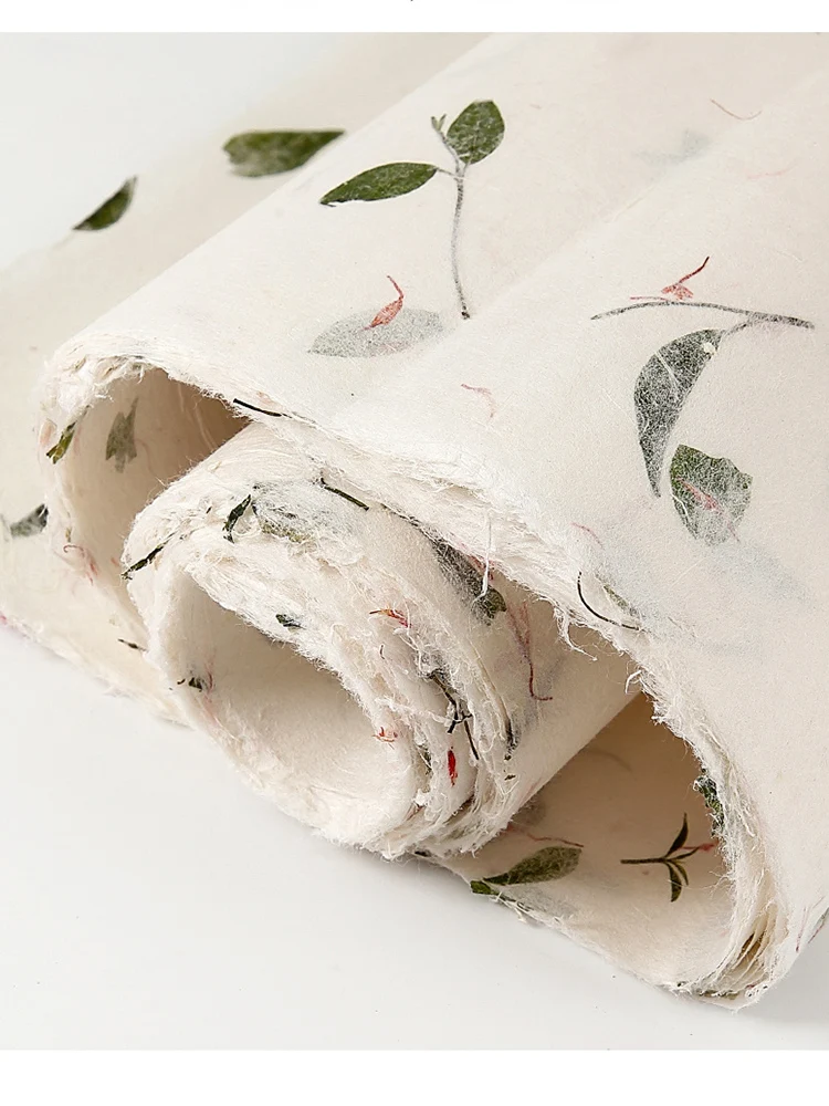 20 hojas de papel de arroz de fibra de plantas de flores de madera Natural hecho a mano para pintar caligrafía decoupage suministros para manualidades DIY