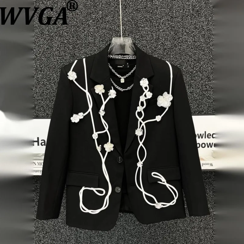 

Новый мужской пиджак WVGAspring Autumn с объемным цветочным узором и вышивкой, модный, нишевый, шикарный, повседневный, в уличном стиле, W22325