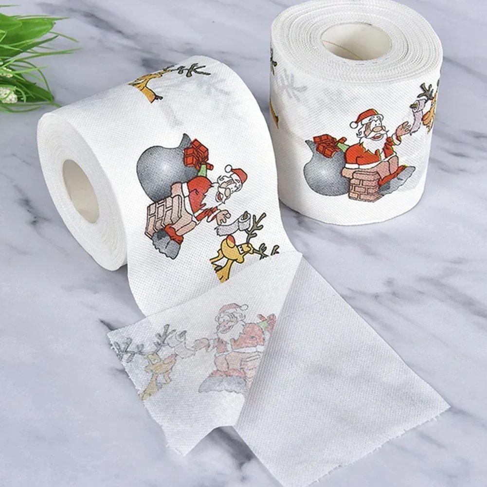 Christmas Toilet Paper Merry Christmas Decoration For Home 2024 Navidad Santa Xmas Decor Tissue Natal Noel Happy New Year 2025