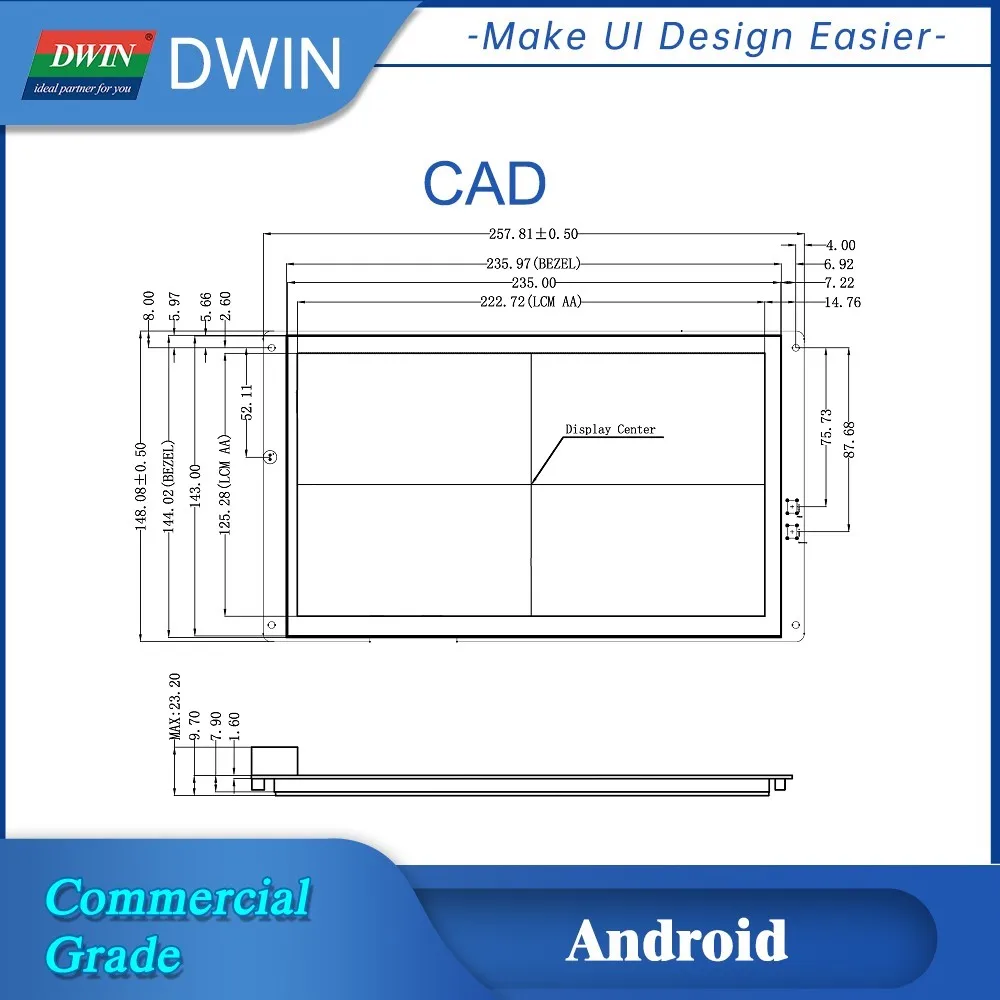 DWIN 10.1 Inch 1024*600 Pixels Android Intelligent Display Commercial Grade Wide Viewing Angle Capacitive IPS TFT LCD Module