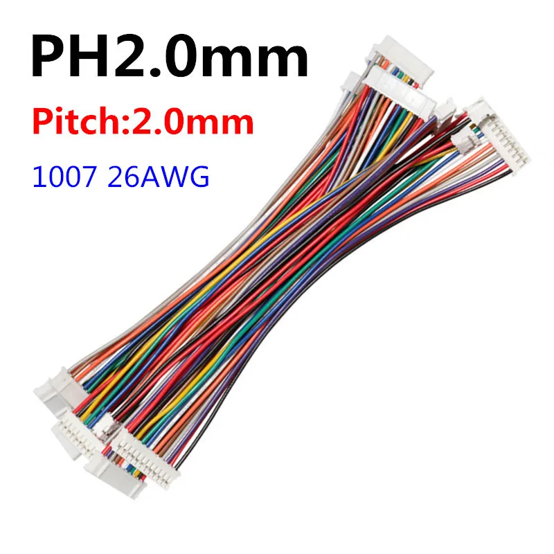 10Pcs SH1.0 JST1.25 ZH1.5 PH2.0 XH2.54 Double Head Wire Cable Connector   JST Pitch 1.0/1.25/1.5/2.0/2.54mm 2/3/4/10 Pin Female