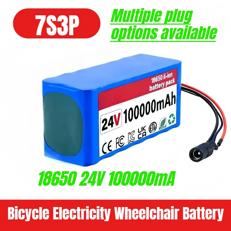 

New 7S3P 18650 24V 100000mA Hhigh Capacity Batteries Lithium Battery Bicycle Electricity Wheelchair Battery