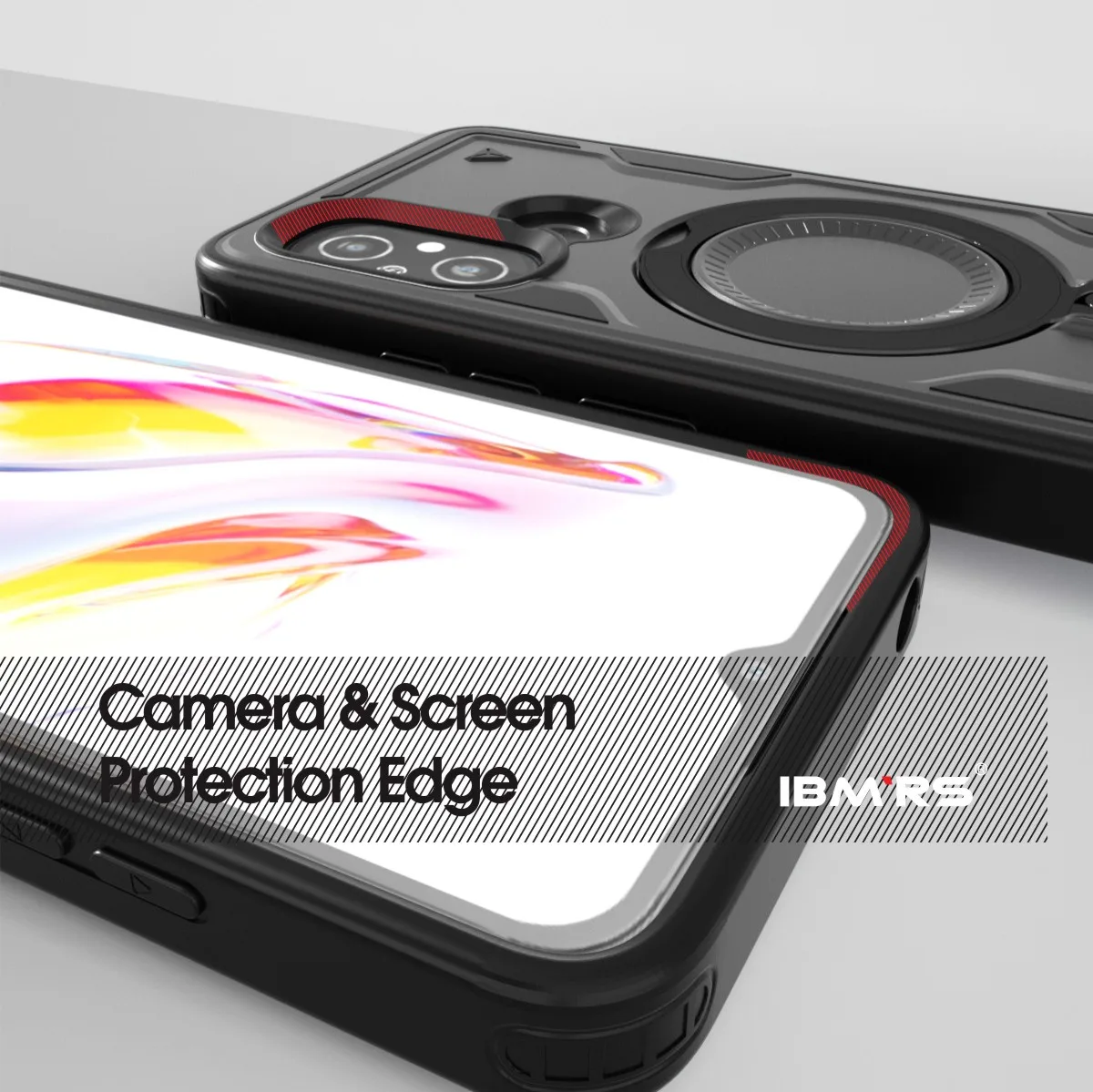for Xiaomi Poco C55 Phone Case Magnetic Shockproof,with Wrist Strap, PC+TPU Dual Layer Shockproof Cover
