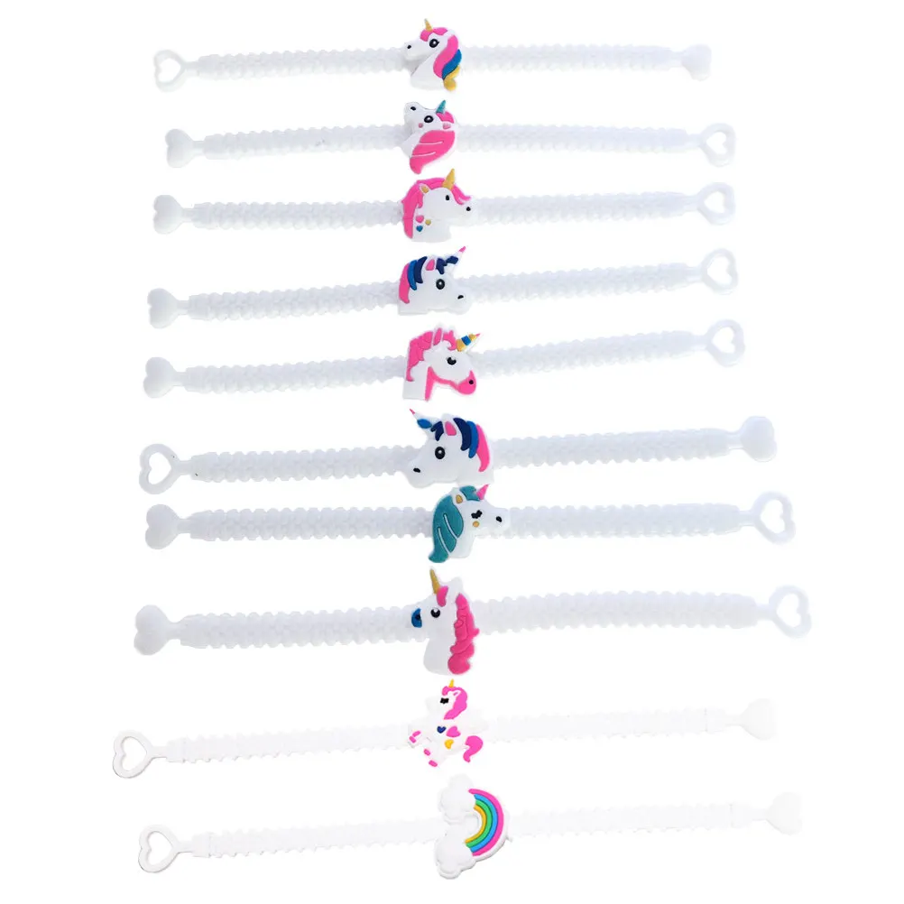 

30Pcs Unicorn Themed Kids Bracelets Comfortable Silicone Party Favors Halloween Gift Sets Trick Or Treat Accessories Bracelet