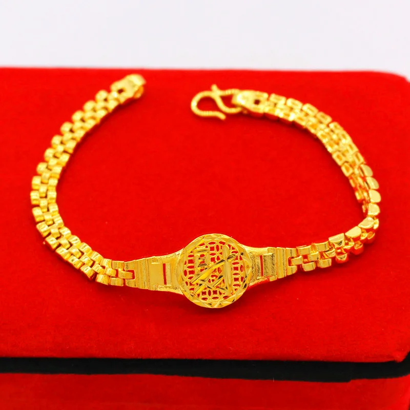 Pure18K Gold Color Watch Chain Bracelet for Women Girlfriend Engagement Birthday Valentine's Day Gold Bangle Jewelry Gifts
