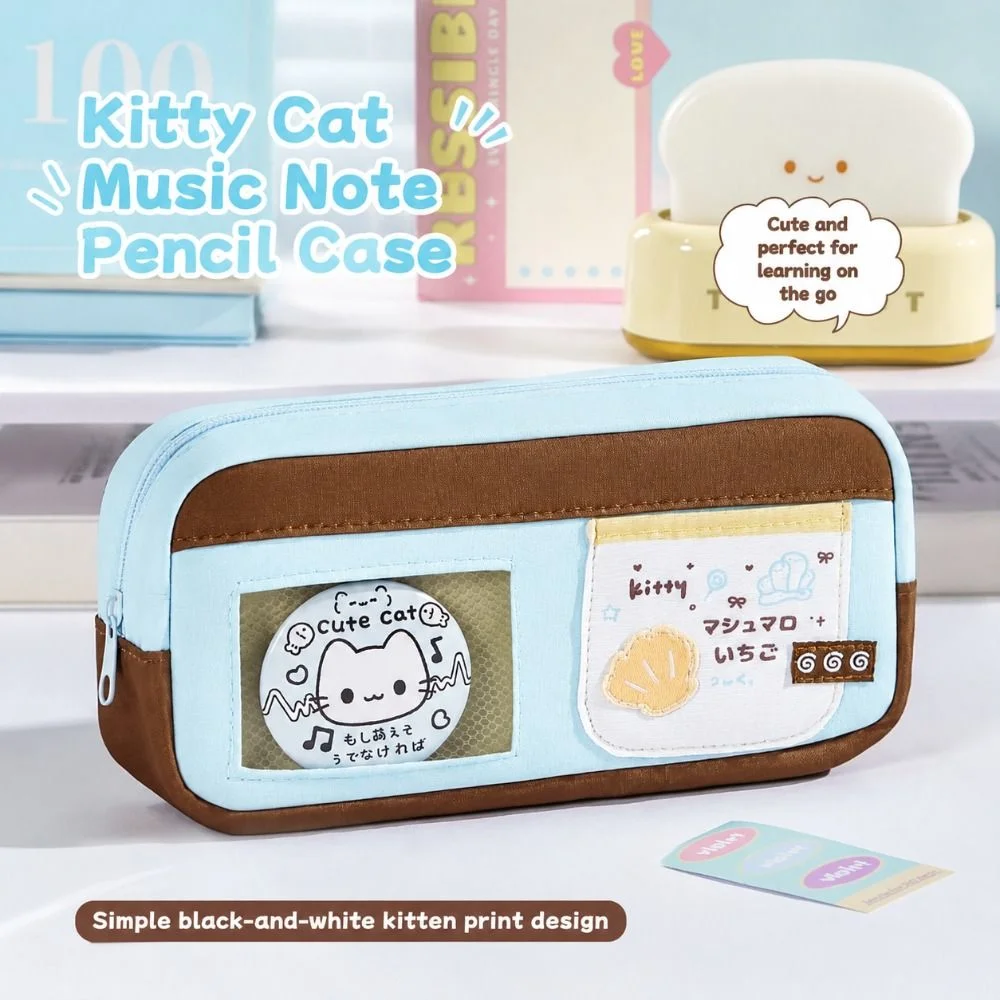 Portable Sweet Pastel Color Pencil Case with Clear Photo Window Large Capacity Pen Bag Stationery Pouch Students