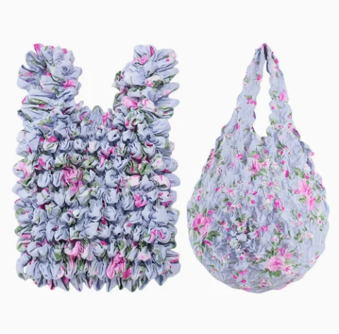 Large-Capacity Portable Shopping Bag Multi-Functional Travel Bubble Storage Hand-Held Wrinkled Pattern Household Bag